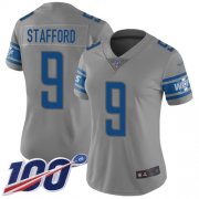 Wholesale Cheap Nike Lions #9 Matthew Stafford Gray Women's Stitched NFL Limited Inverted Legend 100th Season Jersey