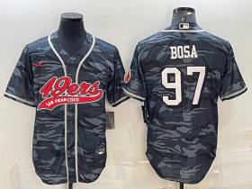 Wholesale Cheap Men\'s San Francisco 49ers #97 Nick Bosa Grey Camo With Patch Cool Base Stitched Baseball Jersey