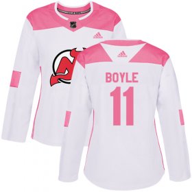 Wholesale Cheap Adidas Devils #11 Brian Boyle White/Pink Authentic Fashion Women\'s Stitched NHL Jersey