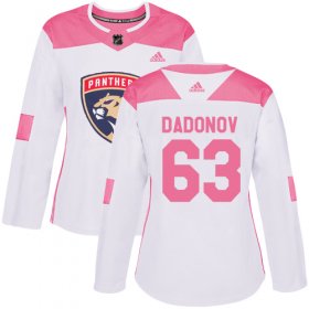 Wholesale Cheap Adidas Panthers #63 Evgenii Dadonov White/Pink Authentic Fashion Women\'s Stitched NHL Jersey