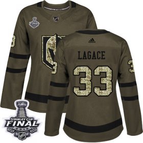 Wholesale Cheap Adidas Golden Knights #33 Maxime Lagace Green Salute to Service 2018 Stanley Cup Final Women\'s Stitched NHL Jersey