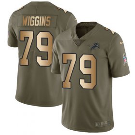 Wholesale Cheap Nike Lions #79 Kenny Wiggins Olive/Gold Youth Stitched NFL Limited 2017 Salute To Service Jersey