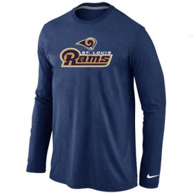 Wholesale Cheap Nike Los Angeles Rams Authentic Logo Long Sleeve T-Shirt Dark Blue