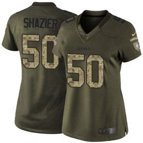 Wholesale Cheap Nike Steelers #50 Ryan Shazier Green Women\'s Stitched NFL Limited 2015 Salute to Service Jersey