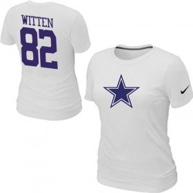 Wholesale Cheap Women\'s Nike Dallas Cowboys #82 Jason Witten Name & Number T-Shirt White