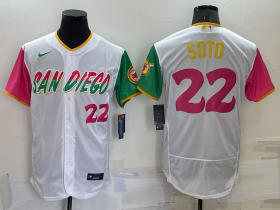 Wholesale Men\'s San Diego Padres #22 Juan Soto Number White 2022 City Connect Flex Base Stitched Jersey