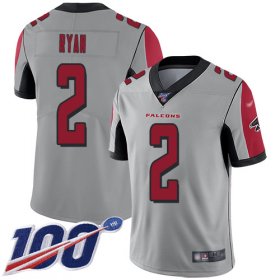 Wholesale Cheap Nike Falcons #2 Matt Ryan Silver Men\'s Stitched NFL Limited Inverted Legend 100th Season Jersey