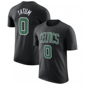 Cheap Men\'s Boston Celtics #0 Jayson Tatum Black 2022-23 Statement Edition Name & Number T-Shirt