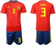 Wholesale Cheap Spain #3 Pique Home Soccer Country Jersey