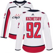 Wholesale Cheap Adidas Capitals #92 Evgeny Kuznetsov White Road Authentic Women's Stitched NHL Jersey