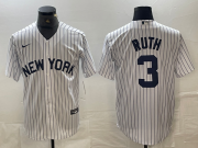 Cheap Men's New York Yankees #3 Babe Ruth White 2024 Cool Base Stitched Jerseys
