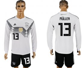 Wholesale Cheap Germany #13 Muller White Home Long Sleeves Soccer Country Jersey