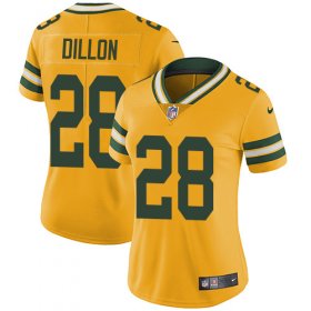 Wholesale Cheap Nike Packers #28 AJ Dillon Yellow Women\'s Stitched NFL Limited Rush Jersey
