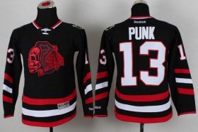 Wholesale Cheap Blackhawks #13 Punk Black(Red Skull) 2014 Stadium Series Stitched Youth NHL Jersey
