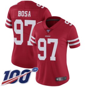 Wholesale Cheap Nike 49ers #97 Nick Bosa Red Team Color Women\'s Stitched NFL 100th Season Vapor Limited Jersey