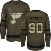 Wholesale Cheap Adidas Blues #90 Ryan O'Reilly Green Salute to Service Stanley Cup Champions Stitched NHL Jersey