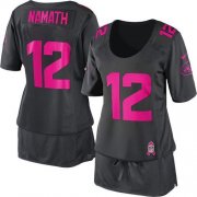 Wholesale Cheap Nike Jets #12 Joe Namath Dark Grey Women's Breast Cancer Awareness Stitched NFL Elite Jersey