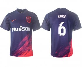 Wholesale Cheap Men 2021-2022 Club Atletico Madrid away aaa version purple 6 Soccer Jersey