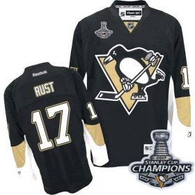 Wholesale Cheap Penguins #17 Bryan Rust Black Home 2017 Stanley Cup Finals Champions Stitched NHL Jersey