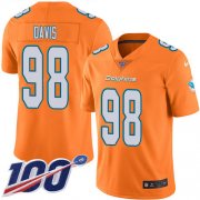 Wholesale Cheap Nike Dolphins #98 Raekwon Davis Orange Men's Stitched NFL Limited Rush 100th Season Jersey