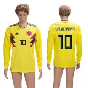 Wholesale Cheap Colombia #10 Valderrama Home Long Sleeves Soccer Country Jersey