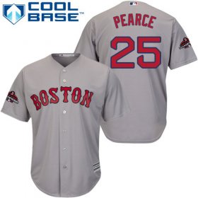 Wholesale Cheap Red Sox #25 Steve Pearce Grey New Cool Base 2018 World Series Champions Stitched MLB Jersey