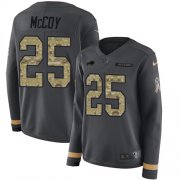 Wholesale Cheap Nike Bills #25 LeSean McCoy Anthracite Salute to Service Women's Stitched NFL Limited Therma Long Sleeve Jersey