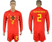 Wholesale Cheap Belgium #2 Alderweireld Red Home Long Sleeves Soccer Country Jersey