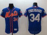 Wholesale Cheap Mets #34 Noah Syndergaard Blue 2018 Spring Training Authentic Flex Base Stitched MLB Jersey