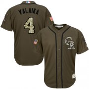 Wholesale Cheap Rockies #4 Pat Valaika Green Salute to Service Stitched MLB Jersey