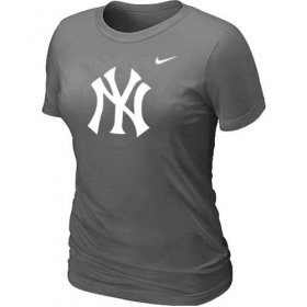 Wholesale Cheap Women\'s New York Yankees Heathered Nike Dark Grey Blended T-Shirt