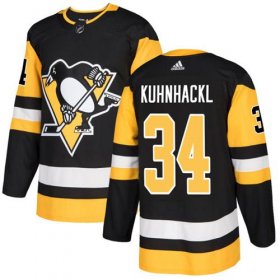 Wholesale Cheap Adidas Penguins #34 Tom Kuhnhackl Black Home Authentic Stitched NHL Jersey
