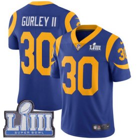 Wholesale Cheap Nike Rams #30 Todd Gurley II Royal Blue Alternate Super Bowl LIII Bound Men\'s Stitched NFL Vapor Untouchable Limited Jersey