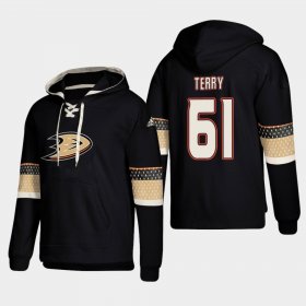 Wholesale Cheap Anaheim Ducks #61 Troy Terry Black adidas Lace-Up Pullover Hoodie