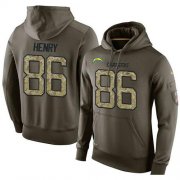 Wholesale Cheap NFL Men's Nike Los Angeles Chargers #86 Hunter Henry Stitched Green Olive Salute To Service KO Performance Hoodie