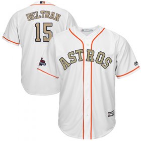 Wholesale Cheap Astros #15 Carlos Beltran White 2018 Gold Program Cool Base Stitched Youth MLB Jersey