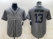 Wholesale Cheap Men's Las Vegas Raiders #13 Hunter Renfrow Gray With Patch Cool Base Stitched Baseball Jersey