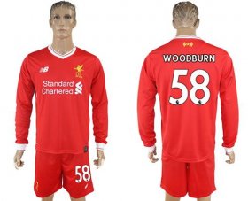 Wholesale Cheap Liverpool #58 Woodburn Home Long Sleeves Soccer Club Jersey