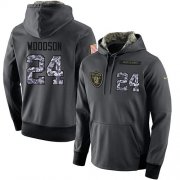 Wholesale Cheap NFL Men's Nike Oakland Raiders #24 Charles Woodson Stitched Black Anthracite Salute to Service Player Performance Hoodie