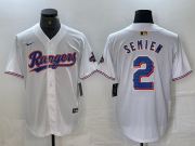 Cheap Men's Texas Rangers #2 Marcus Semien White 2023 World Series Champions Cool Base Jersey