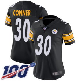 Wholesale Cheap Nike Steelers #30 James Conner Black Team Color Women\'s Stitched NFL 100th Season Vapor Limited Jersey