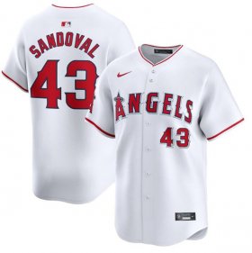 Cheap Men\'s Los Angeles Angels #43 Patrick Sandoval White Home Limited Baseball Stitched Jersey