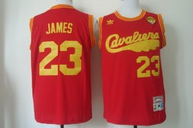 Wholesale Cheap Men\'s Cleveland Cavaliers #23 LeBron James 2017 The NBA Finals Patch 2009 Red Hardwood Classics Soul Swingman Throwback Jersey