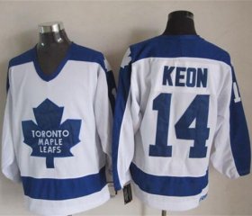 Wholesale Cheap Maple Leafs #14 Dave Keon White/Blue CCM Throwback Stitched NHL Jersey