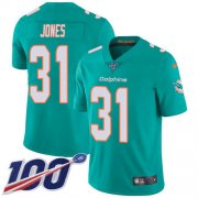 Wholesale Cheap Nike Dolphins #31 Byron Jones Aqua Green Team Color Men's Stitched NFL 100th Season Vapor Untouchable Limited Jersey