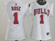 Wholesale Cheap Chicago Bulls #1 Derrick Rose White Womens Jersey