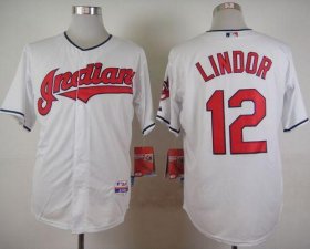 Wholesale Cheap Indians #12 Francisco Lindor White Cool Base Stitched MLB Jersey