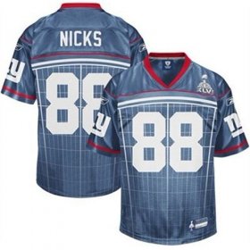 Wholesale Cheap Giants #88 Hakeem Nicks Grey Super Bowl XLVI Embroidered NFL Jersey