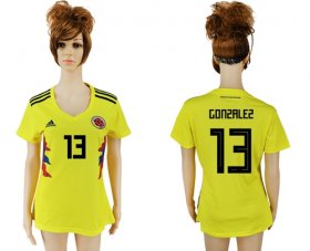 Wholesale Cheap Women\'s Colombia #13 Gonzalez Home Soccer Country Jersey