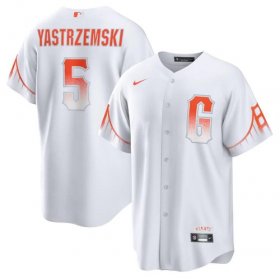 Wholesale Cheap Men\'s Giants #5 Mike Yastrzemski White 2021 City Connect MLB Cool Base Nike Jersey